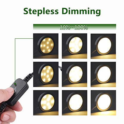 AIBOO Under Cabinet LED Black Cover Puck Lighting Kit with Touch Dimmer Switch for Kitchen Cupboard Closet Lighting (3 Lights,Warm White) (Pack of 2) - color: Warm White, size: 3 lights (Pack of 2)