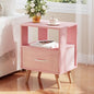 Huhote Kids Nightstand, 2-Tier Night Stand with Drawer, Modern Side Table for Bedroom, Study Room Small Spaces, Pink - color: Pink, size: 2-Tier with Drawer