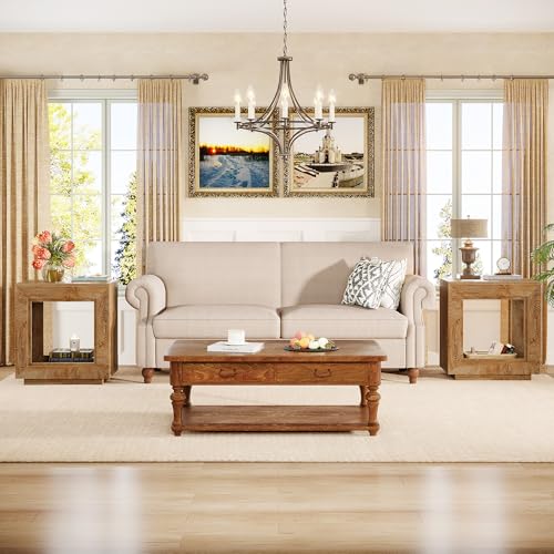Tribesigns Rustic Wood End Table, 2 Tiered Square Side Table with Storage Shelf, Industrial Sofa Side Table for Living Room, Entrance (1, Wood) - color: Wood