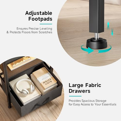 Lazzanto Night Stand Bedside Table Bedroom - Tall Nightstand with Charging Station & LED Light Strip, Bed Side Table with Shelf & Drawers, 2 U-S-B Ports & 2 AC Outlets, Black - color: Black, size: 4 Drawers
