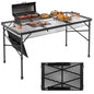 WildFinder Folding Gril Table, 4x2 FT Camping Table with Mesh Desktop,Height Adjustable Folding Grill Table with Mesh Bag,Portable Outdoor for Picnic,Camping,BBQ,Beach(Black) - size: 4x2FT