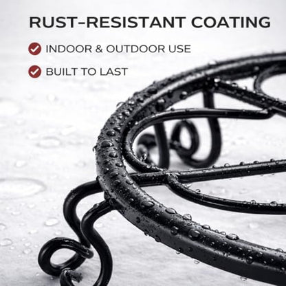 1 Pack Heavy Duty Metal Plant Stands, 10 Inch Round Flower Pot Holders, Rustproof Iron Planter Risers for Indoor Outdoor Use, Patio, Balcony, Garden and Living Room, Black(10in-1pack) - size: 10 inch - 1 pack