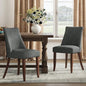 COLAMY Upholstered Dining Chairs Set of 2 with Wood Legs, Dark Grey | Mid Century Kitchen Chairs with Back, Fabric Side Dining Room Chairs for Dining Room Restaurant - color: Dark Grey, size: Set of 2