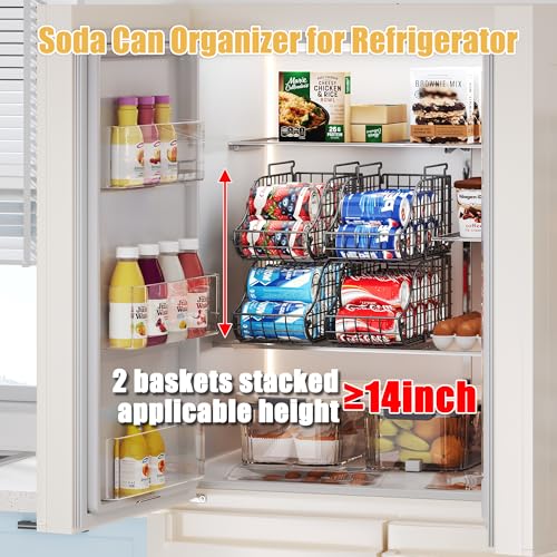 Sonyabecca 8 Pack Stackable Can Organizer for Pantry Cabinet Food Storage | Wire Storage Rack Holds Up to 72 Cans, Beverages and Food. Small Metal Organizer for Kitchen Counters, Fridges and RV