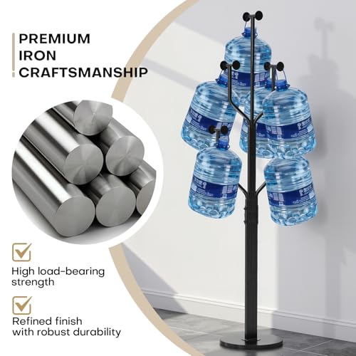 Coat Rack Freestanding Metal Coat Tree with 10 Hooks, Black | Heavy Duty Standing Coat Rack, Stainless Steel Marble Base, Coat Hanger Stand for Bedroom Entryway Hallway, Hat, Bags - color: Black