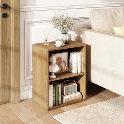 Giantex 2-Cube Bookshelf, 2-Layer Storage Shelf Bookcase w/Large-Capacity Open Storage Space for Living Room Bedroom Study Office, Multi-Functional Furniture Display Cabinet, Natural | Display Shelf with Open Storage Space for Living Room, Home Office, Mu