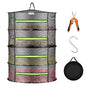 VIVOSUN 4-Layer Mesh Drying Rack Hanging Design with Green Zippers for Dehydrating, Indoor and Outdoor Pruning Shears Included - size: 4 Layer, style: 1 Pack