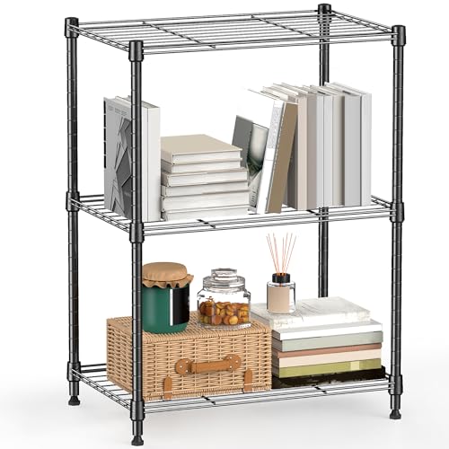 M MZG 450 lbs Steel Storage Shelving 3-Tier Utility Shelving Unit Steel Organizer Wire Rack for Home,Kitchen,Office (11.8" D x 17.7" W x 26.3" H) - color: Grey, size: 3 Tier 11.8" D x 17.7" W x 26.4" H