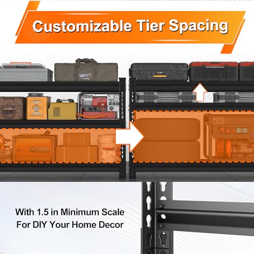 Utility Storage Garage Shelving - 48'' Wide 3000 Lbs Heavy Duty 5 Tier Metal Shelves Adjustable - Freestanding Rack Units for Basement Kitchen Pantry - Black 48" W x 24" D x 78" H - size: 48"Wx24"D-5T-BK