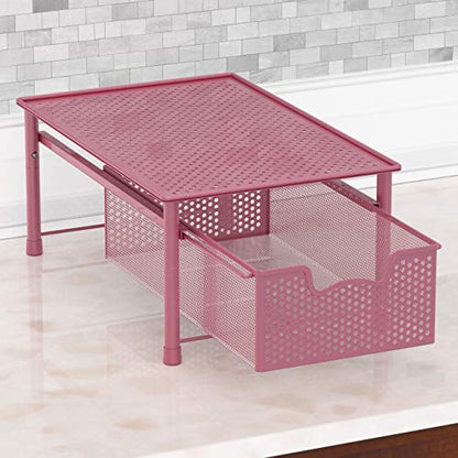 Simple Houseware Stackable Cabinet Basket Drawer Organizer, Pink - color: Pink, size: 1-Tier