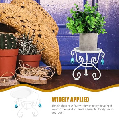 NUOBESTY Plant Pedestal Stand for Indoor/Outdoor Flower Pots Rack Holds White Iron Floor Plant Stand for Living Room and Home