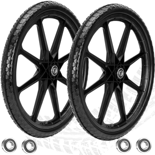 Upgraded 20" Flat Free Wheels for rubbermaid Wheelbarrow Tires | 20" Flat Free Tires with 5/8" and 3/4" Bearings Replacement for rubbermaid Cart Wheels/Big Wheel Utility Carts - color: Black
