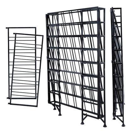 Wine Rack Freestanding Floor,Gray Metal Wine Rack, 9 Tier Wine Stand,Wine Storage Holds up to 54 Bottles,No Assembly Required - color: Black