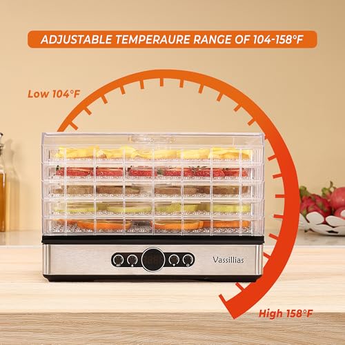 Small Food Dehydrator Dryer - Dehydrator for Healthy Food | Meat, Jerky, Fruit, Vegetable, Mushroom and Herb, 400W, 158°F, Mini Dryer with 5 BPA-Free Drying Racks, White, Model 904