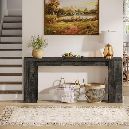 Tribesigns 70.9-Inch Extra Long Console Table, Farmhouse Wood Sofa Table Behind Couch, Narrow Entryway Accent Table for Living Room, Hallway, Entrance, Foyer, Black - color: Black