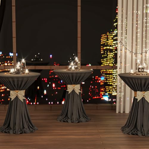 HOOBRO 2 Pcs Round Bar Table, 35" Tall Pub Table, with Non-Slip Base for Narrow Space, Bar Height Table for Kitchen, Easy to Assemble, Black BB57BTP201 - color: Black