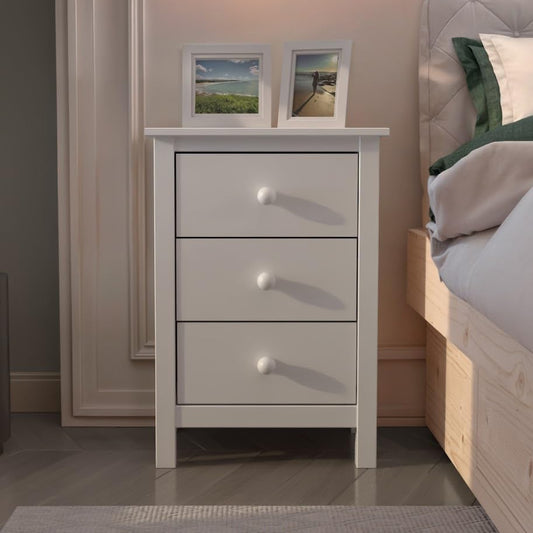 From the Tree Furniture Solid Wood Extra Tall Nightstand for Bedroom with 3 Deep Storage Drawers (White) (BS301) - color: White