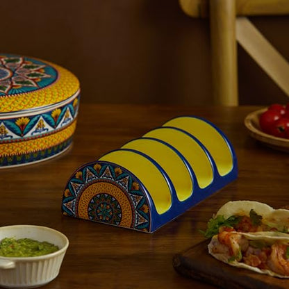 Bico Havana Ceramic Taco Holder, Taco Stand Rack Tray, Microwave and Dishwasher Safe - color: Havana