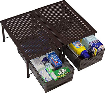 Simple Houseware Stackable Cabinet Basket Drawer Organizer, Bronze - color: Bronze, size: 1-Tier