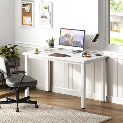Need Small Computer Desk, 39.4 Inch Sturdy Writing Table, Compact, White | Metal Frame, Teens Study Table, Home Office Desk, Adjustable Feet, Water-Resistant, Dorms & Bedrooms, Easy Assembly - color: White, size: 39.4 inches