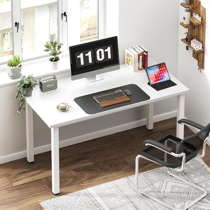 Need 47 inch Computer Desk, White Tabletop, White Metal Frame,Modern Simple | Home Office Desk, Basic Sturdy Writing Table, Adjustable Feet, Water-Resistant, Dorms & Bedrooms, Easy Assembly, Game & Study - color: White, size: 47 inches