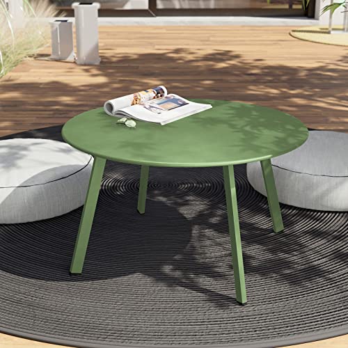 Grand patio Outdoor Round Coffee Table, 28-inch Patio Side Table, Great for Backyard Patio Deck, Sage Green - color: Sage Green, style: 1 PC