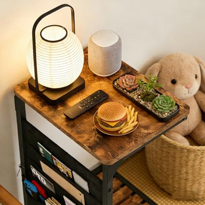 TV Tables for Eating Over Couch, Sofa Side Table Tray Dinner Recliner Chair | TV Trays on Couch Tables that Slide Under, Small Laptop C Shaped End Stand, Snack Food Breakfast Drink, Living Room ET-P-BRW1 - color: Rustic Brown