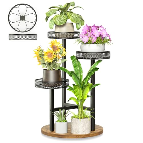Black Stand Plants, 3-Tier Metal Plant Stands for Outdoor Indoor Plants,Heavy Duty Flower Pot Stands for Multiple Plants,Decoration Display Racks for Patio Garden -BlackFlower - color: BlackFlower, size: 3-tiers
