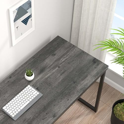 EXCEFUR Modern Home Office Desk, Wood and Metal Computer Desk, Industrial Writing Study Gaming Table for Living Room Bedroom, Rustic Grey, 53 inch - color: Grey, size: 53 inch