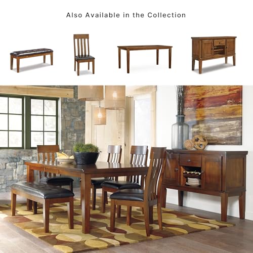 Signature Design by Ashley Ralene Tufted Upholstered Dining Room Bench, Medium Brown | Plush wipe-clean faux leather cushion, Frame of veneers, wood and engineered wood, Versatile 2-person entryway seating - color: Medium Brown, style: Ralene Dining Bench