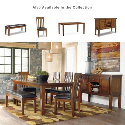Signature Design by Ashley Ralene Tufted Upholstered Dining Room Bench, Medium Brown | Plush wipe-clean faux leather cushion, Frame of veneers, wood and engineered wood, Versatile 2-person entryway seating - color: Medium Brown, style: Ralene Dining Bench