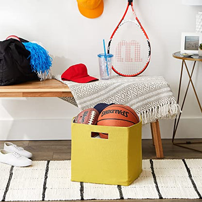 DII Collapsible Polyester Storage Cube, Solid, Lightweight and Durable, Large Square, 13x13x13, Lemongrass - color: Lemongrass, size: Large Square, 13x13x13"