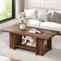 FOLUBAN Coffee Table, Modern Wood Living Room Table with Storage Bottom Shelf & Side Shelves, Rectangle Center Table Cocktail Tea Table for Home Office, Rustic Walnut, 47 Inch - color: Walnut