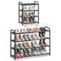 SONGMICS Expandable Shoe Rack, Adjustable Shoe Organizer Storage Shelf, Sturdy and Heavy-Duty, for Closet, Entryway, Living Room, 4-Tier, Ink Black ULMR046BD01 - size: 4 Tiers (26.5"H)