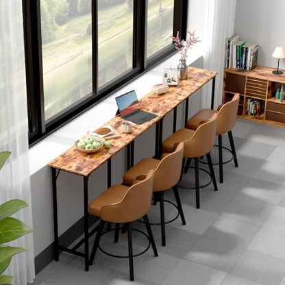VINGLI 55 Inch Bar Table, Rectangular Counter Height Home Pub Table, Brown | High Top, Multi-Scene Use for Kitchen Dining Living Room Sofa Entryway, Wooden Tabletop & Metal Base, Easy to Install - color: Brown, size: 55"L