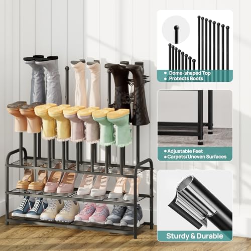 viewcare Tall Boot Rack, Long Boot Rack Organiser, Tall Boots with Shoe Rack for Closet, 3-Tier Shoe Shelf Storage Organiser for Entryway - size: Extra Long