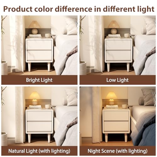 White Nightstand Solid Wood Nightstand,Small Night Stand with Drawers Wood Night Stand,Small Bedside Tables for Bedroom,Living Room,Office,White Bedside Table - color: White, style: 2 drawers
