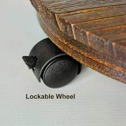 Wood Plant Caddy, Heavy Duty Rolling Planter Dolly With Rotating Casters, Movable Flower Pot Stand, Round Plant Rack With Lockable Wheels (10 Inch) - size: 10 Inch