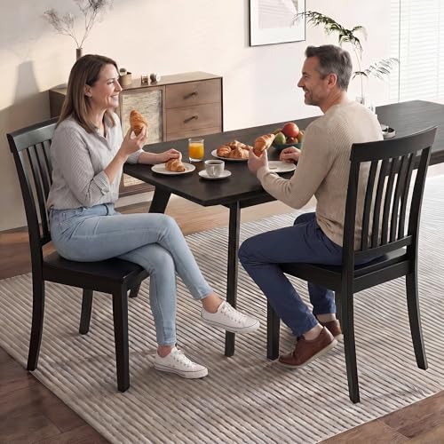 COLAMY Wooden Dining Chairs Set of 2, Farmhouse Dining Room Chairs, Windsor Spindle High Back Side Chairs, Armless Rubberwood Kitchen Table Chairs, Black - color: Black, size: Set of 2