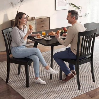 COLAMY Wooden Dining Chairs Set of 2, Farmhouse Dining Room Chairs, Windsor Spindle High Back Side Chairs, Armless Rubberwood Kitchen Table Chairs, Black - color: Black, size: Set of 2