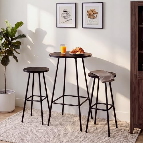 Best Choice Products 3-Piece Patio Dining Set, Bar Height, Outdoor Bistro Set, Outdoor Round Bar Table w/ 2 Bar Stools, Steel - Black - color: Black