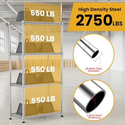 Heavy Duty Metal Wire Shelving Unit Industrial 4-Tier Garage Shelving Adjustable Storage Shelves Warehouse Storage Rack 2200LBS Standing Shelf for Pantry Laundry Kitchen Closet Utility14"Dx30"Wx59"H - size: 4-Tier-Silver[14"D x 29.9"W x 59"H]