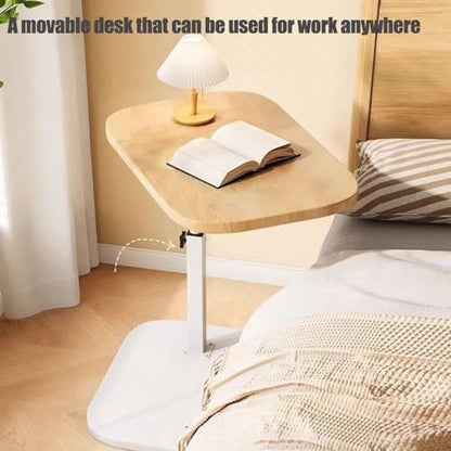 Pedestal Adjustable c Table for Small Spaces，C Shaped End Table Desktop can Turn 360° and the Height of the Sofa Small TV Tray Table Can be Adjusted for Couch - color: Wood-height-adjustable Table-1pcs