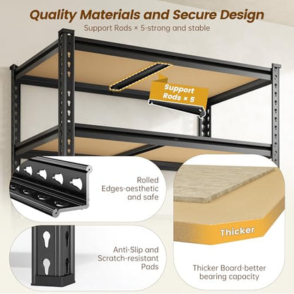 DurayLoly 5-Tier Storage Shelves, 1990LBS Adjustable Pantry Shelves, Metal Shelving Unit for Kitchen, Pantry, Closet, Laundry,Garage, 60.01" H x 28.01" W x 14.01" D - size: 60.01" H x 28.01" W x 14.01" D