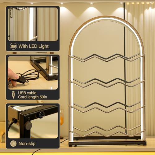 LED Countertop Wine Rack - 12 Bottle Freestanding Modern Metal Wine Rack - Tabletop Wine Holder Stand for Cabinet, Pantry, Wine Bottle Storage