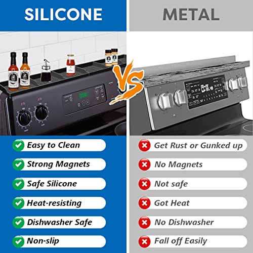 Hydream Stove Top for Silicone Shelf,30 Inch Magnetic Shelf Over the Stove Spice Rack,Kitchen Organizer Magnet Above Stovetop Back of Flat Storage Suctioned-Black - color: Black