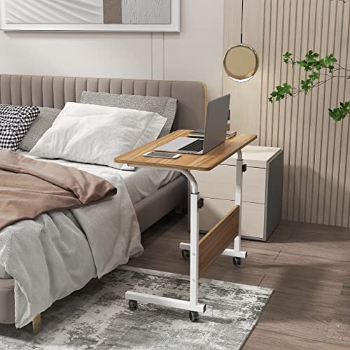 Side Table with Wheels, Home Snack Side Table with Castors Mobile End Table,Oak,05#1-80OK-S8-US - color: Oak, size: 31.5 inches