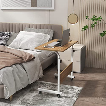 Side Table with Wheels, Home Snack Side Table with Castors Mobile End Table,Oak,05#1-80OK-S8-US - color: Oak, size: 31.5 inches