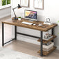 EXCEFUR Modern Computer Desk, Home Office Desk with Storage Shelf, Wood Study Writing Table Workstation for Bedroom Living Room, Rustic Brown, 53 Inch - color: Brown