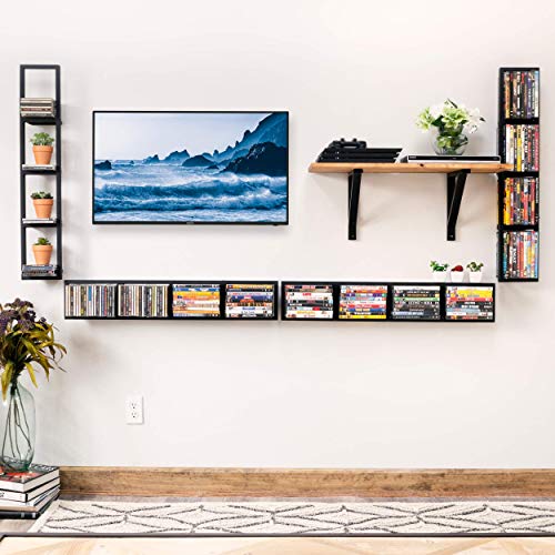 You Have Space CD DVD Storage Shelf for Wall, 34 Inch Cube Storage Media Shelf and Video Game Organizer, Metal Black Wall Shelf